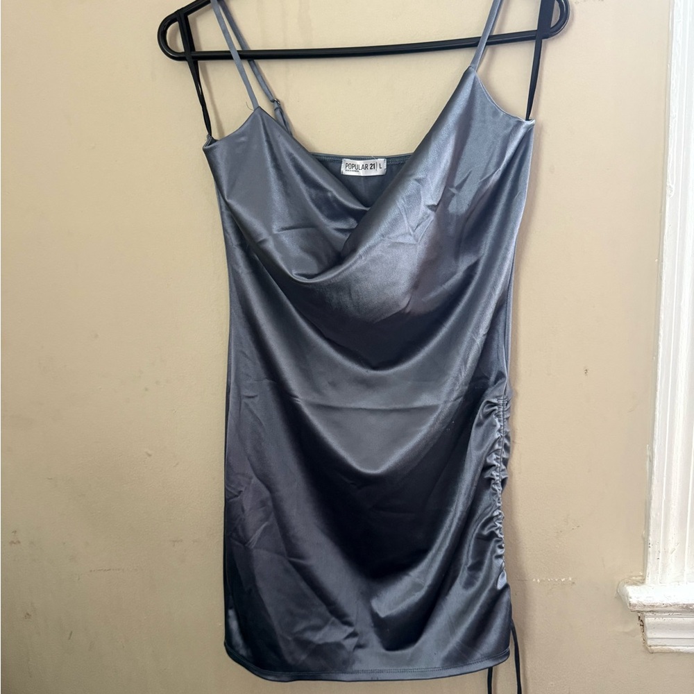 Elegant Gray Satin Dress
